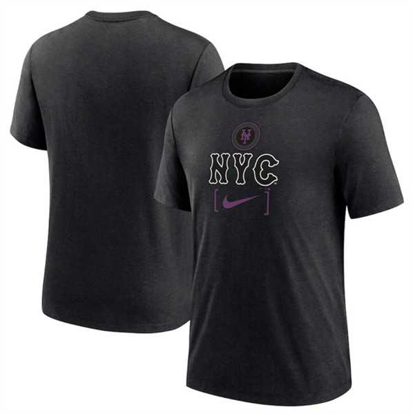 Men's New York Mets Heather Black 2024 City Connect Tri-Blend T-Shirt,We sell and wholesale Men's New York Mets Heather Black 2024 City Connect Tri-Blend T-Shirt on line form chian!